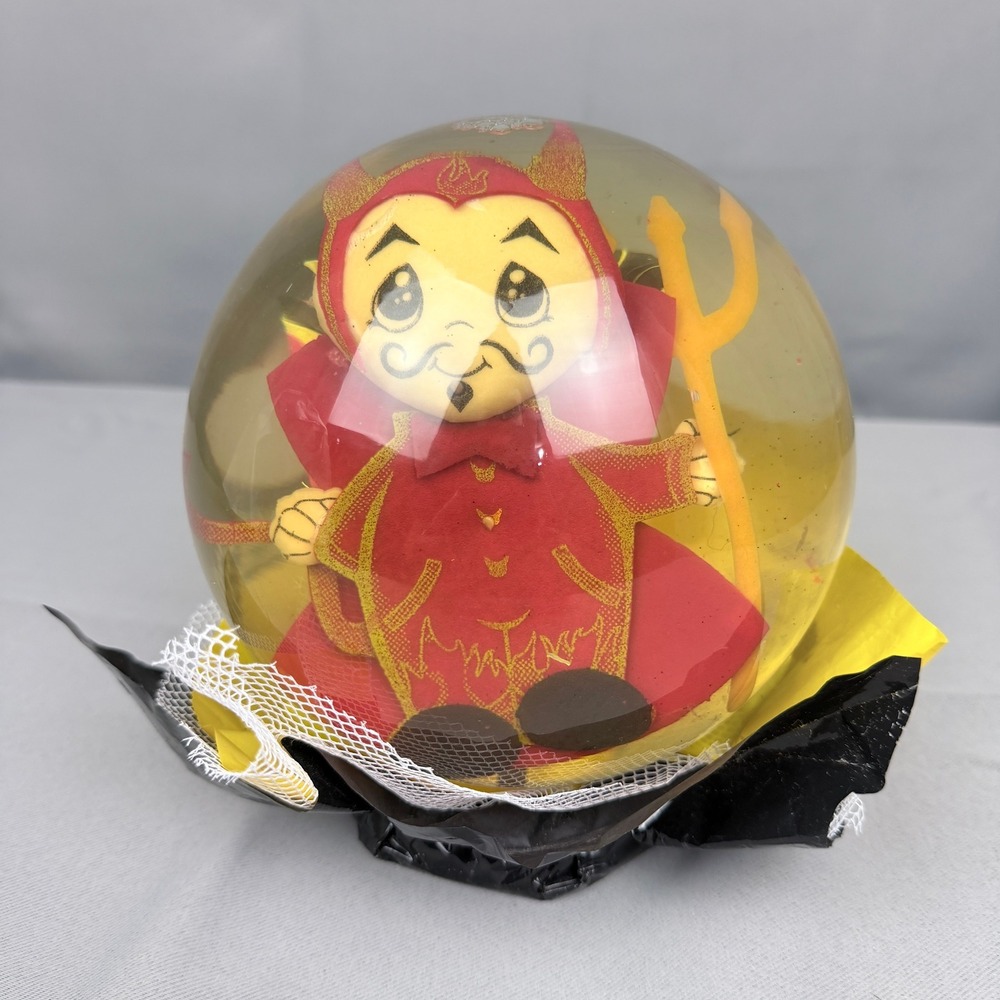 Vintage Devil and Rose Liquid Filled Globe Kitsch Paperweight Collectible